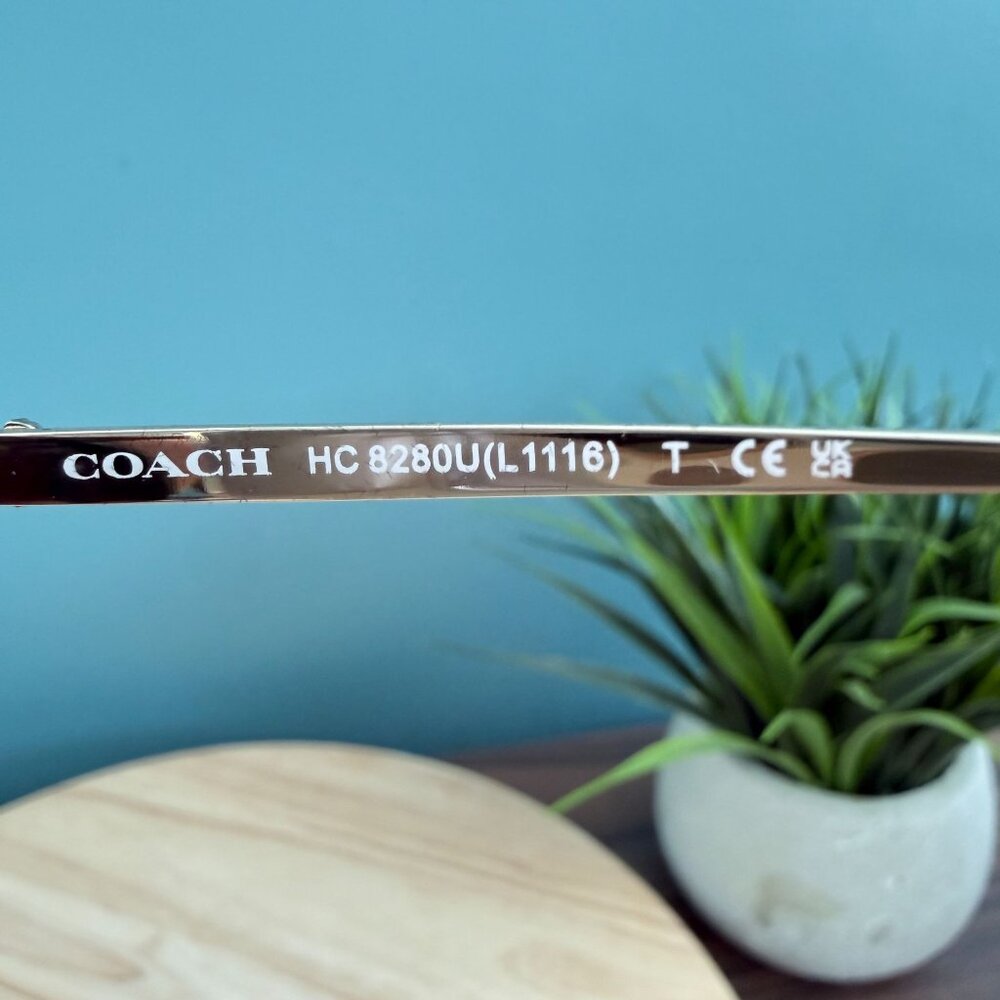 Coach Tortoise Sunglasses HC8280U L1116 XL Gold Cut Out Rims With Case & Papers - Picture 12 of 16